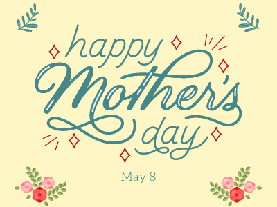 Haooy Mother's Day message with flowers and leaves