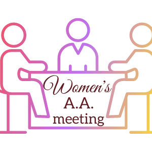 silhouette of 3 people sitting around a table for women's AA meeting