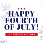Happy 4th of July message with fireworks